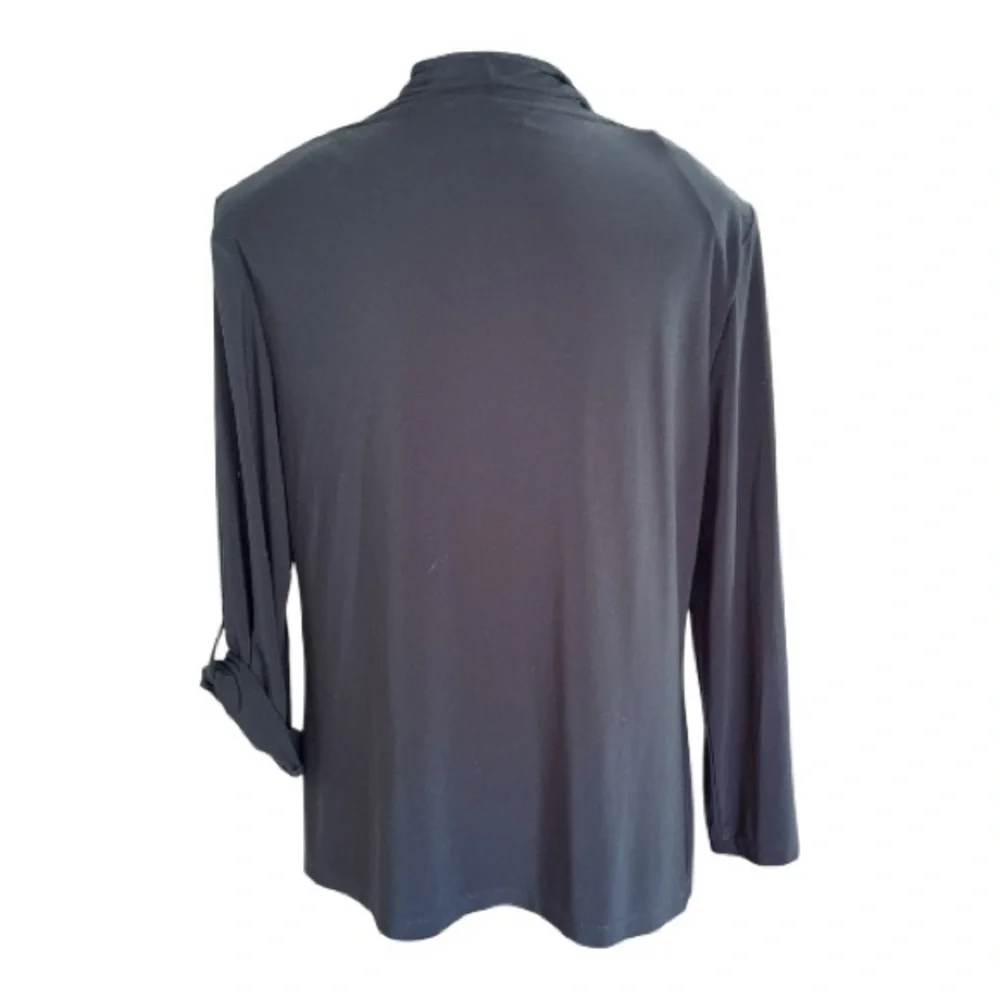 Chaus New York Black Draped Open‎ Front Cardigan Jacket XL Stretch